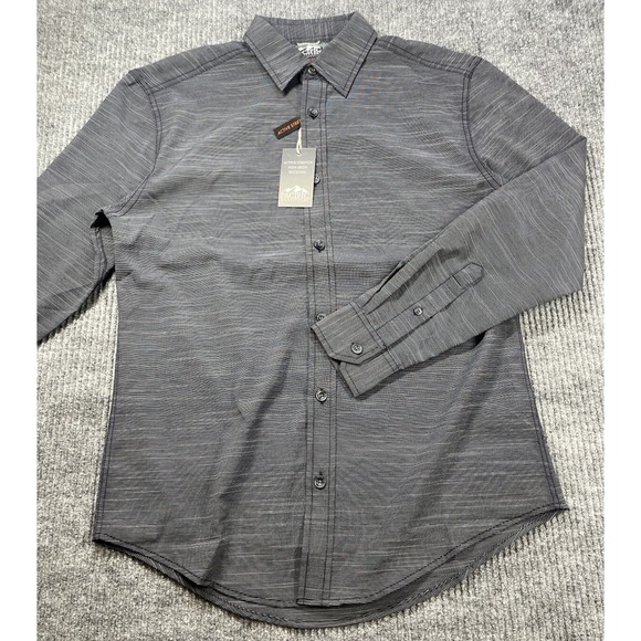 Pacific Outfitters Shirt Mens Small Black Button Up No-Iron Stretch‎ Wicking New - Picture 1 of 7